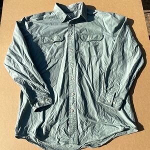LL Bean Button Up Shirt Mens L-Tall Green Casual Outdoor Traditional Fit 270134
